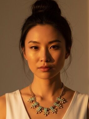 Gold-Tone Statement Necklace with Mint Accents